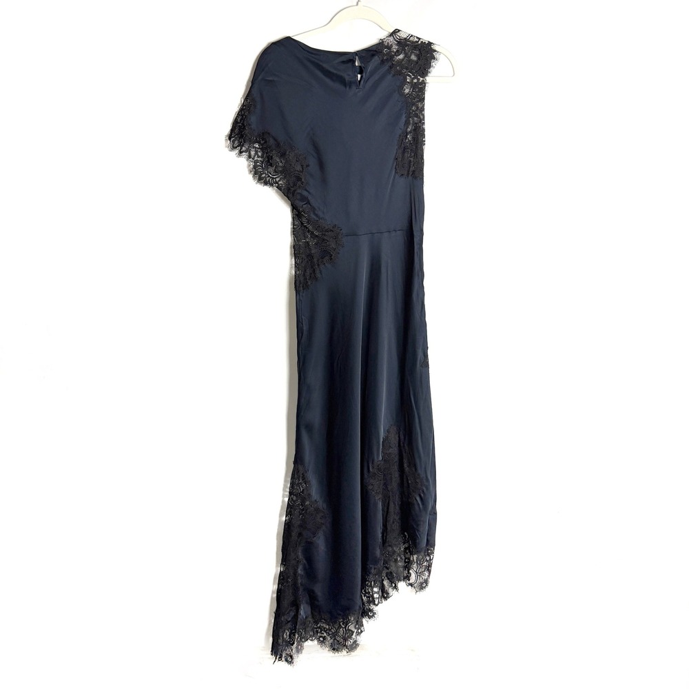 A.L.C. ALC Alessia Dress Navy Blue Lace Asymmetrical Midi Women Sz 4 - Picture 12 of 13
